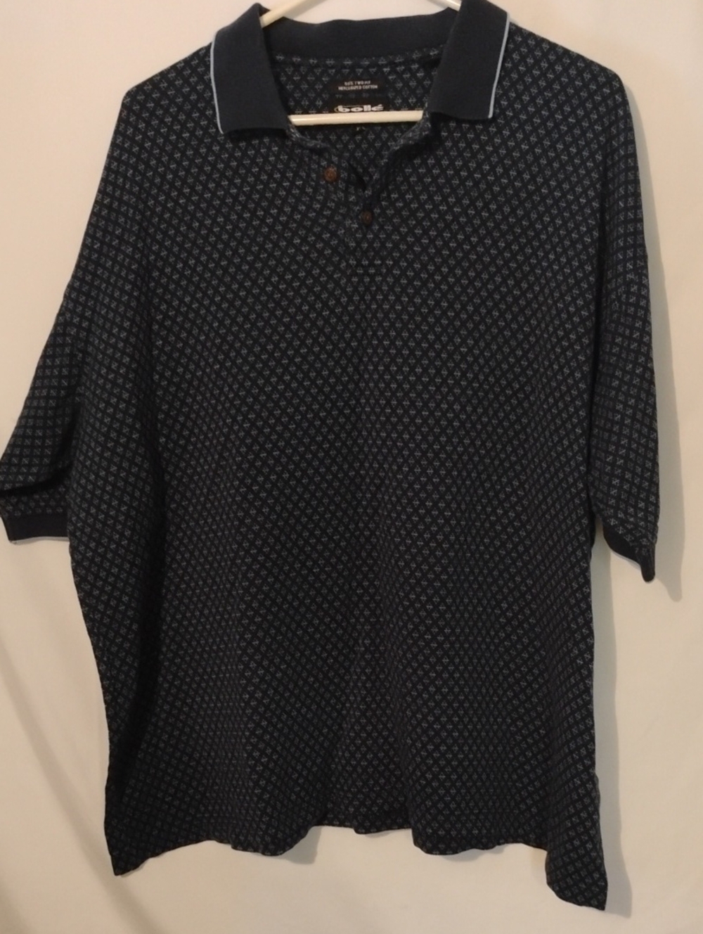 Bolle Navy Patterned Polo with Contrast Collar